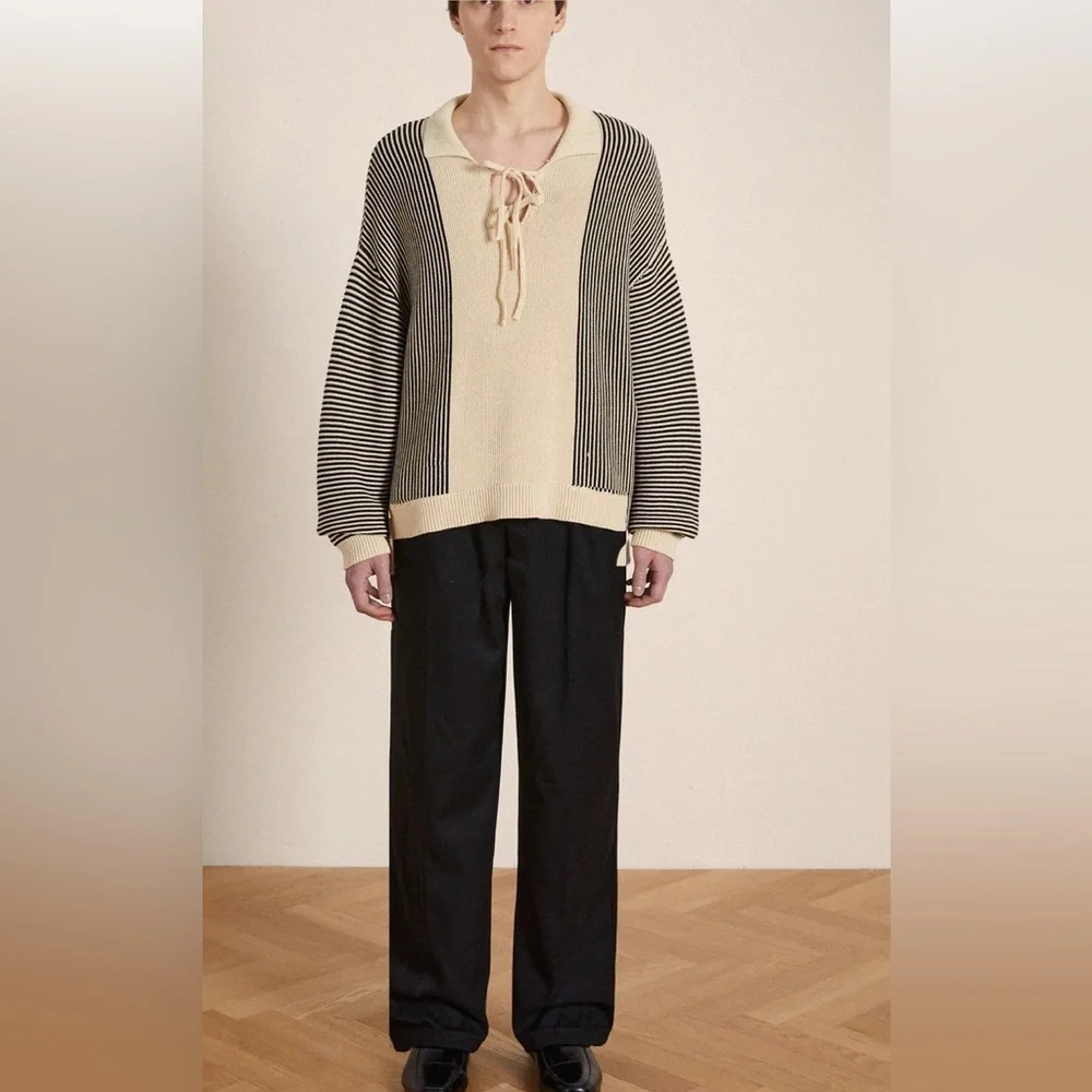 Found men’s TABAS TIE KNIT COLLARED SWEATER
in cream S - Picture 1 of 11
